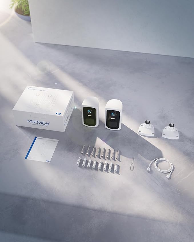 MUBVIEW Security Cameras Wireless Outdoor - 2 Pack Outdoor Camera Wireless 2K Battery Powered Security Camera Outdoor & Indoor, WiFi Home Camera with Spotlight/Siren/AI Motion Detection/2-Way Talk