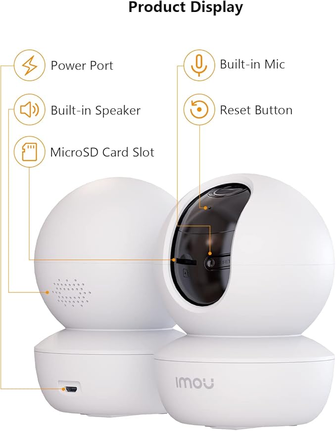 Imou 360° Security Camera Indoor with AI Human/Motion/Sound Detection, WiFi Camera Indoor Wireless 1080P for Pet/Dog/Baby, Smart Tracking, Siren, Night Vision, 2-Way Audio, Works with Alexa, 2 Pack