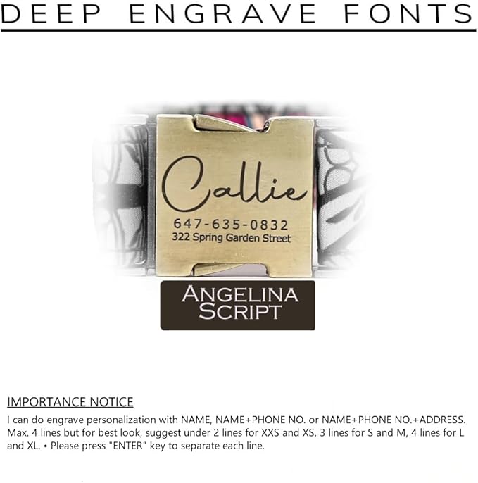 Personalized Dog Collar with Name and Phone Number Engraved,Adjustable Custom Puppy Collar,Organic Cotton Pet Collar for Small Medium Large Boy Girl Dogs