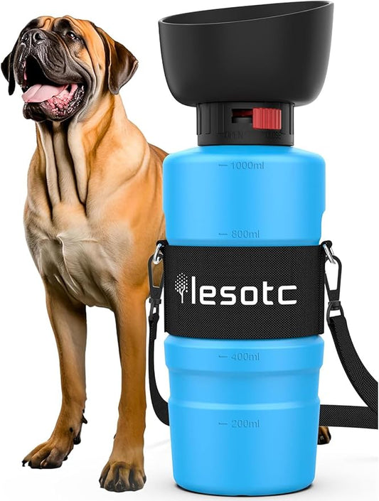 Lesotc Dog Water Bottle, Portable Pet Water Dispenser, Leak Proof Travel Squeeze Water Bottle for Dogs, Puppy Essentials Dog Stuff Accessories for Outdoor Walking, Hiking, BPA-Free, Lightweight