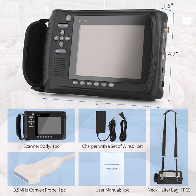 Portable Vet Handheld Scanner for Pregnancy - with 7.5MHz Linear Probe & 5.7" LED Display, Pet Veterinary Ultrasound Machine for Cattle, Horse, Pigs, Sheep, Cats, Dogs, Rabbit, Fish