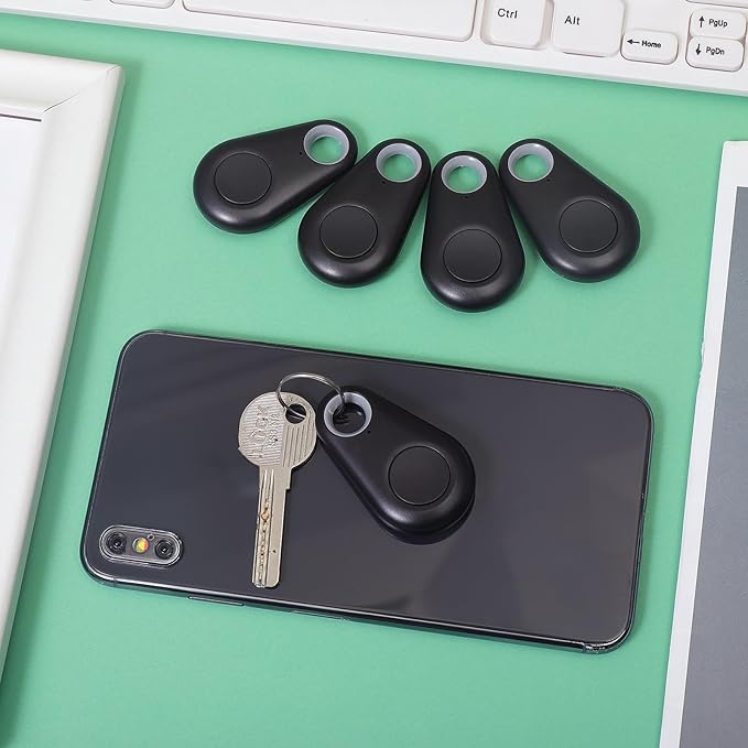 Flutesan 8 Packs Portable GPS Tracking Mobile Tracking Anti Loss Smart Device Key Finder Locator GPS Tracker Device for Pets Dog Cat Wallet Keychain Luggage, Alarm Reminder(Black)