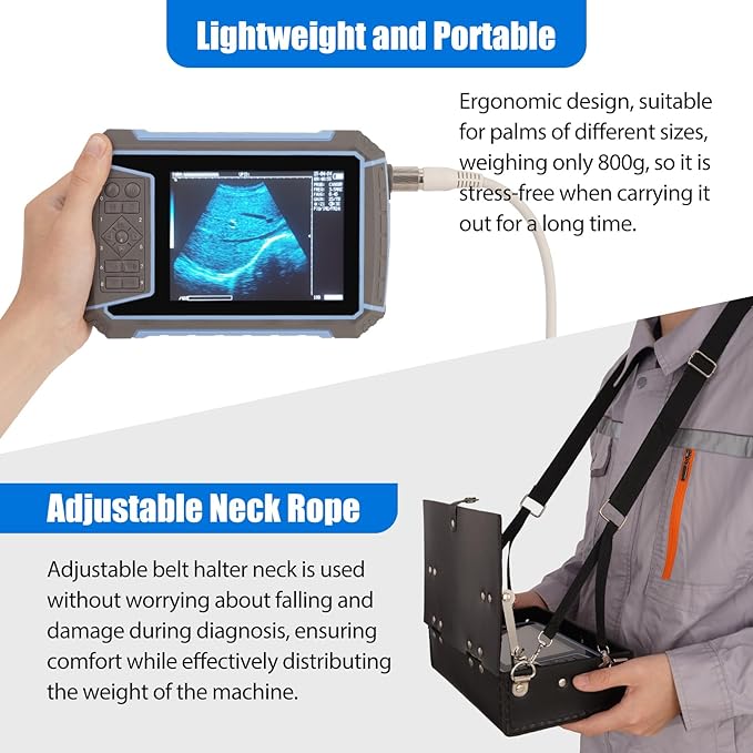 2025 Upgraded Veterinary Ultrasound Machine - with 3.5MHz Convex Probe, Pregnancy Portable Handheld Scanner B-Ultra Sound for Cattle, Horse, Pigs, Sheep, Cats, Dogs, Rabbit, Fish