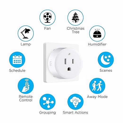 eyely GLP1000B Smart Plug, No Hub Required, WiFi Remote App Control, Alexa, Google Home Assistant Compatible