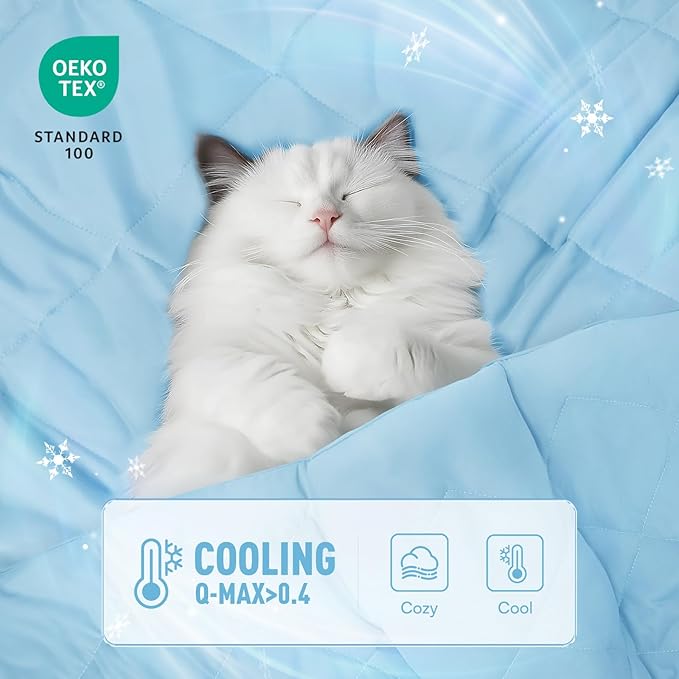 Luciphia Premium Cooling Blanket for Dogs Washable Q-MAX>0.4 Pet Cool Mat for Cats Hot Weather Puppy Lightweight Throw Calming Pad (Blue,60x80 inches)