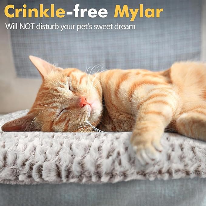 Self Warming Pet Bed Mat - Double Sided Soft Plush Pad | Machine Washable Thermal Cat Blanket, Non Slip Puppy Cushion | Winter Heated Sleeping, Reversible Indoor Outdoor Comfort