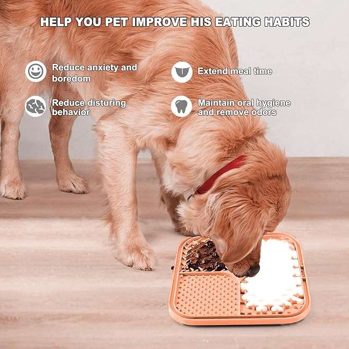 Licking Mat for Dogs & Cats with Suction Cups, 1 Pack Dog Slow Feeder Lick Pat for Anxiety Relief, Dog Toys Feeding Mat for Butter Yogurt Peanut, Pets Bathing Grooming Training Mat