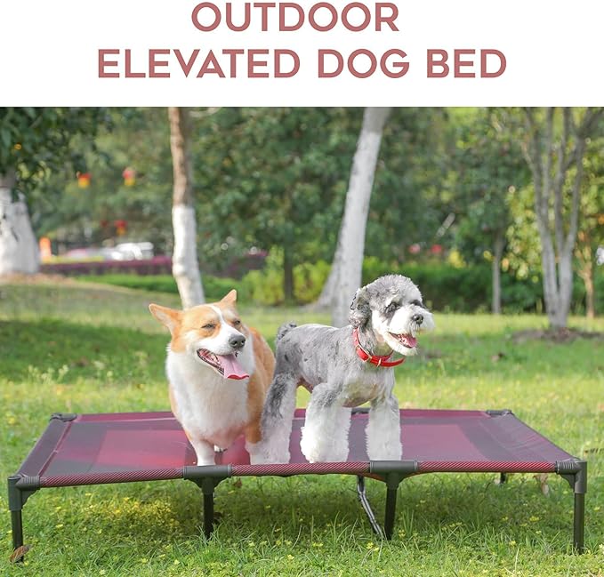 SUDDUS Elevated Dog Bed Waterproof Outdoor, Portable Raised Dog Bed, Dog Bed Off the Floor, Dog Bed Easy Clean Indoor or Outdoor Use, Medium, Red