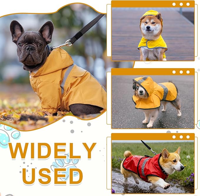 Dog Raincoat, Dog Rain Jacket Waterproof Jacket Reflective Adjustable Hooded Pet Rain Coat with Leash Hole, (Red, XL), Intended for Large Medium Small Puppies