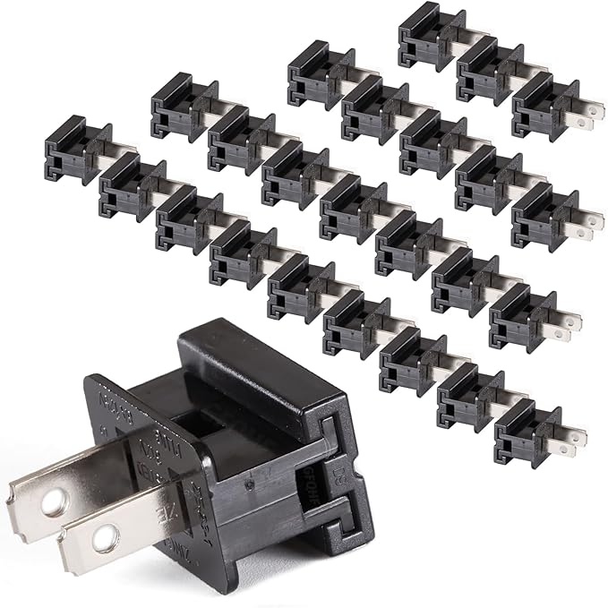 Vampire Plug, SPT-2 -Zip Cord Plug, Male Female Gilbert Plug, Slide on Plug for SPT-2 Electrical Cable-8 AMP 25 Pack(Male, Black)