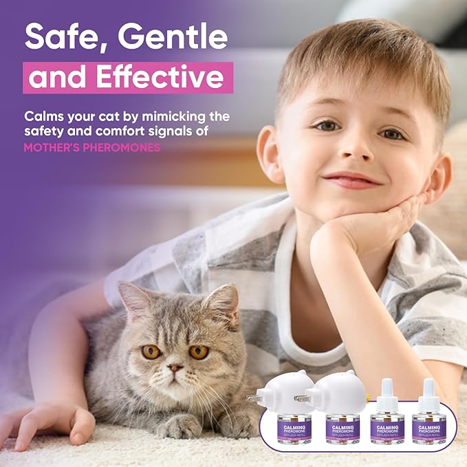 Cat Calming Pheromone Diffuser Effectively Relieve Anxiety Stress Cat Calming Diffuser Comfort for Cats Refill Reduce Fighting Spraying and Scratching Calm Relaxing 48ml/Bottle Fits All Cats