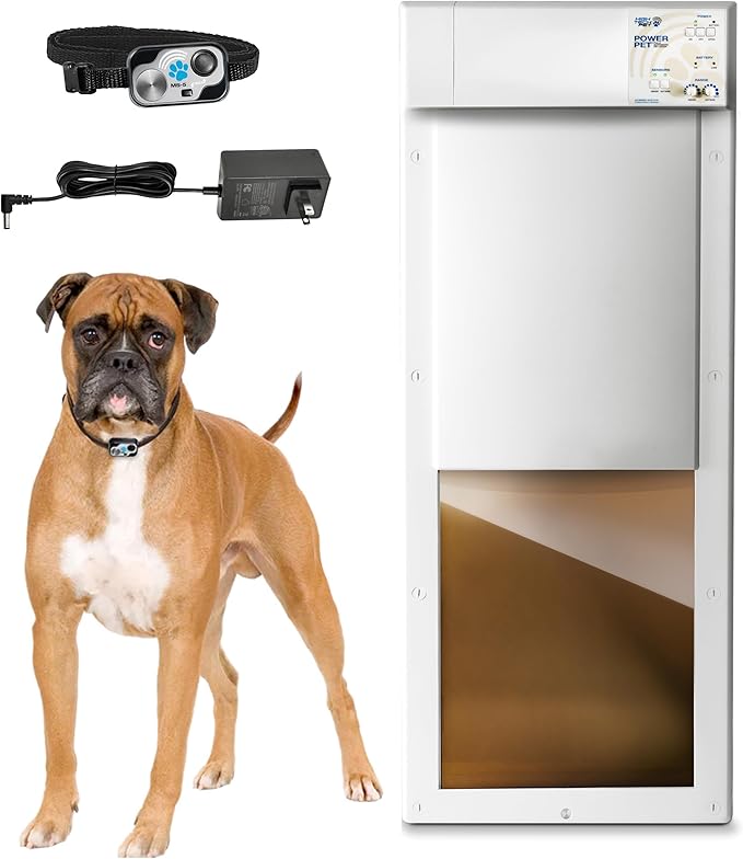 Power PET® Automatic Pet Door by High Tech Pet • Large Door Mount for Pets to 100 lb • 4 Way Access • Dual Range Control • Deadbolt Security • Directional Sensing • Air Tight • US Customer Service