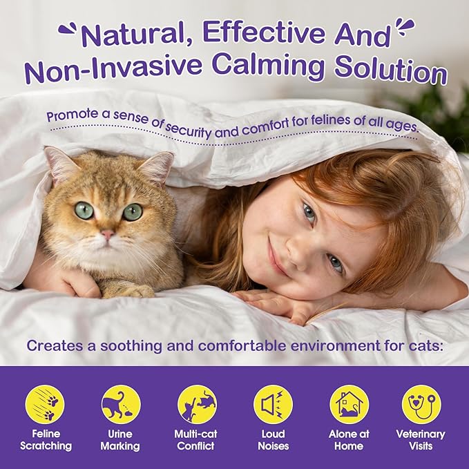 Cat Calming Diffuser Premium Cat Pheromones Calming Diffuser Effectively Relieve Anxiety Stress Aggression Cats Refill Reduce Fighting Spraying and Scratching Calm Relaxing Plugin 800 sq ft Coverage