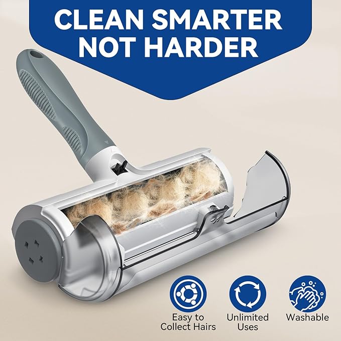 Belife Pet Hair Remover Roller Reusable Lint Roller for Dog and Cat Hair, Multi-Surface Pet Hair Removal Tool for Couch, Furniture, Carpet, Clothes, Bedding (Gray)