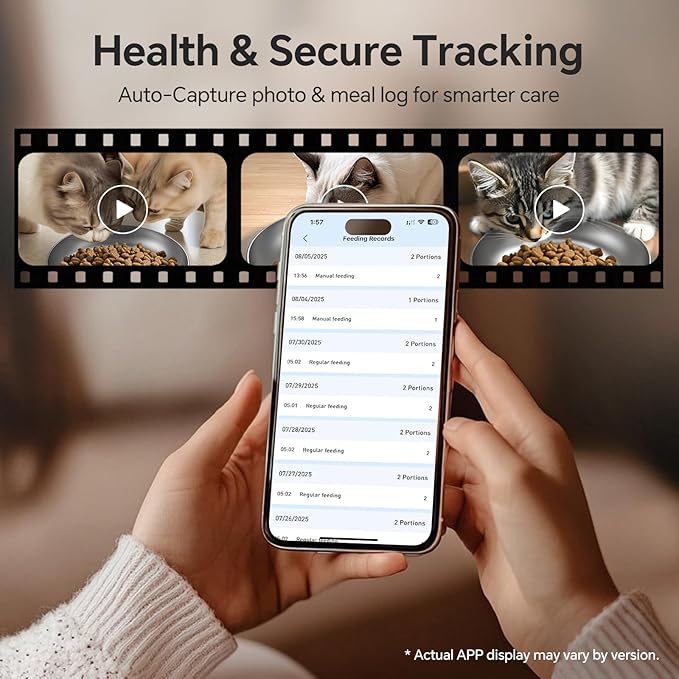 Automatic Cat Feeder with Dual 2K HD Camera, Smart Pet Food Dispenser for Timed Meals, APP Control Laser Interactive Toy Treat Feeders with 2.4G / 5G WiFi, White