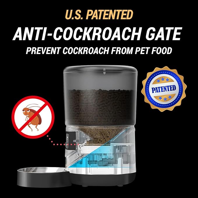 Automatic Dog Feeder Timed Food Dispenser for Dog Pet | Patented Anti-Cockroach Design Easy Clean