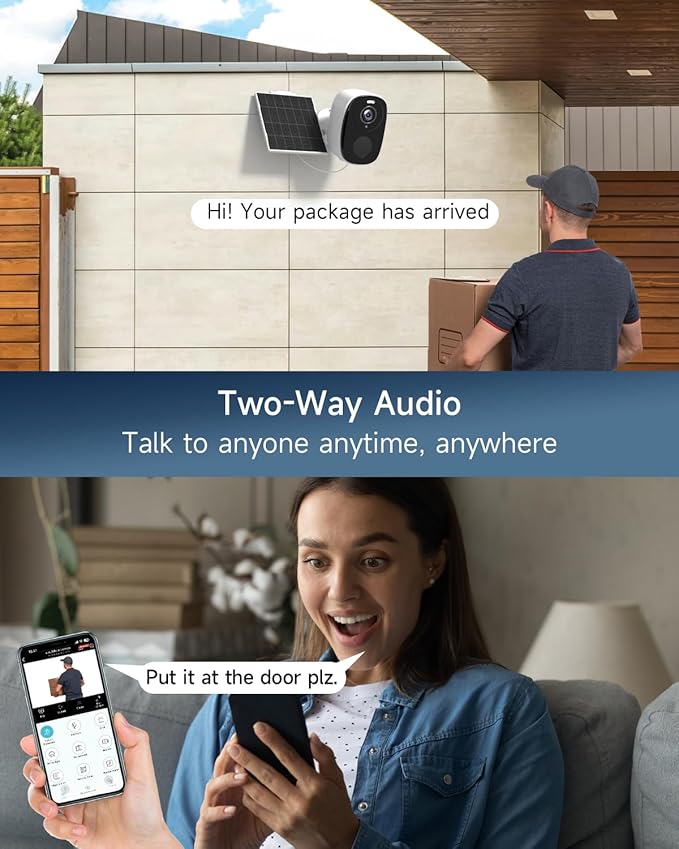 2.4&5ghz WiFi Solar Security Cameras Wireless Outdoor,2K QHD Home Security System, Solar Cameras Kit with 130° Ultra-Wide View, 2-Way Talk, IP65,Color Night Vision, Spotlight & Siren (1, White)