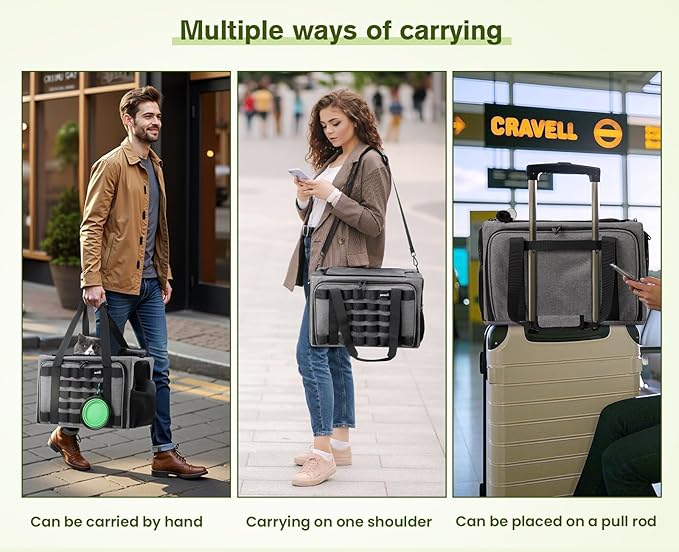 Pecute Cat Carrier Expandable, Airline Approved Cat Soft-Sided Carriers, Breathable Pet Carriers up to 5kg/12lbs, Collapsible Cat Bag Carrier Great for Travel, Outdoor, Hiking, Camping, Gray