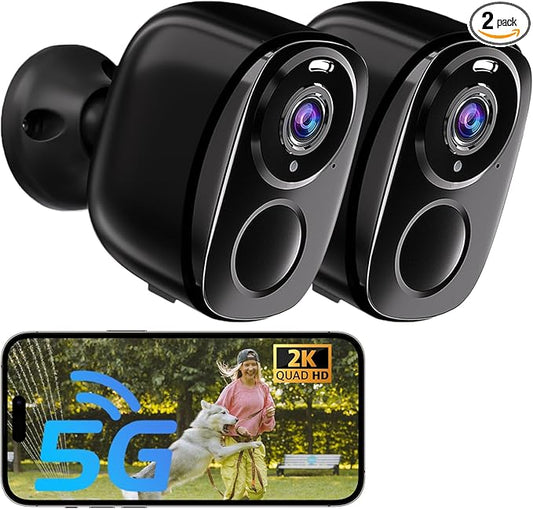 ELECCTV 5G/2.4G WiFi Security Cameras Wireless Outdoor, 2K 5G Security Camera with AI Motion Detection, Color Night Vision, Siren, IP65, 2-Way-Audio, Support Alexa&Google Assistant, Cloud/SD (2)