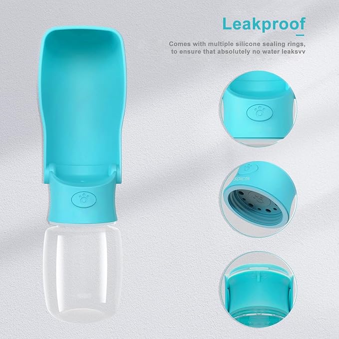 Portable Dog Water Bottle for Walking 19 OZ or 12 OZ Portable Pet Water Bottles for Puppy Small Medium Large Dogs Water Dispenser Pet Water Bowl Dog Accessories (19OZ Blue) (12OZ Indigo)