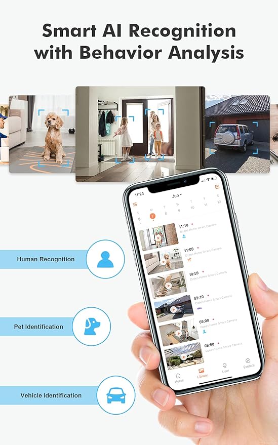 Dzees 2K Security Cameras Wireless Outdoor, Battery Powered AI Motion Detection Spotlight Siren Alarm WiFi Surveillance Indoor Home Camera, Color Night Vision, 2 Way Audio, SD/Cloud IP66, 4 Pack