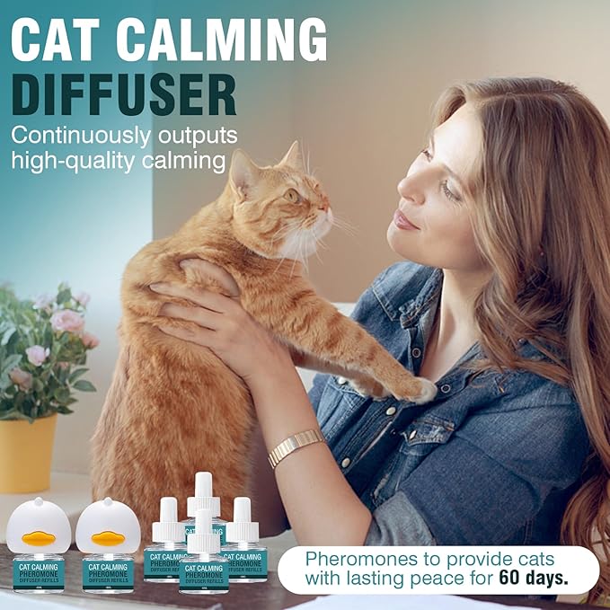 Cat Calming Diffuser 8 in 1 Multicat Pheromone Diffuser Pheromones to Calm Stress and Anxiety Relief Products Plug in Refill Anti Aggression for Cats Spraying No More Stop Cat from Urinating, Blue