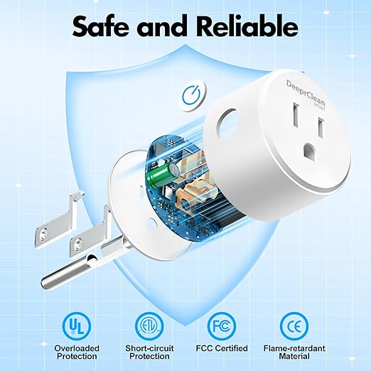 Mini Smart Plugs That Work with Alexa, Wifi Socket Compatible with Google Assistant, App Controlled Outlet with Timer & Schedule, 2.4GHz Wi-Fi Only Wireless Plugs Outlet for Smart Home Life