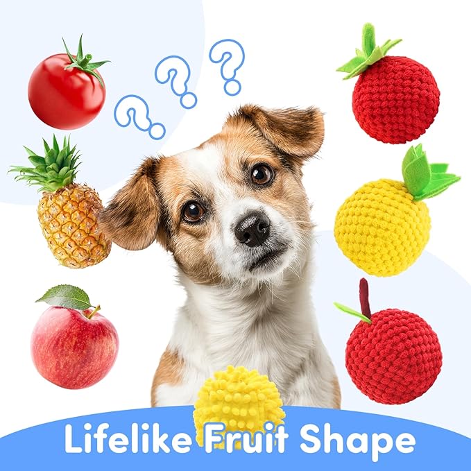 4 Pcs Interactive Dog Ball Toys Covers - Fruit-Shaped Cover Suitable for Our Interactive Dog Balls, Our Dogs Ball Exclusive Replacement Covers