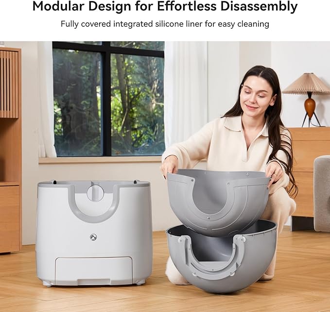 F8 Self-Cleaning Cat Litter Box – Large Capacity, Open-Top Design for Multi-Cat Homes, Enhanced Safety Features Includes Trash Bags