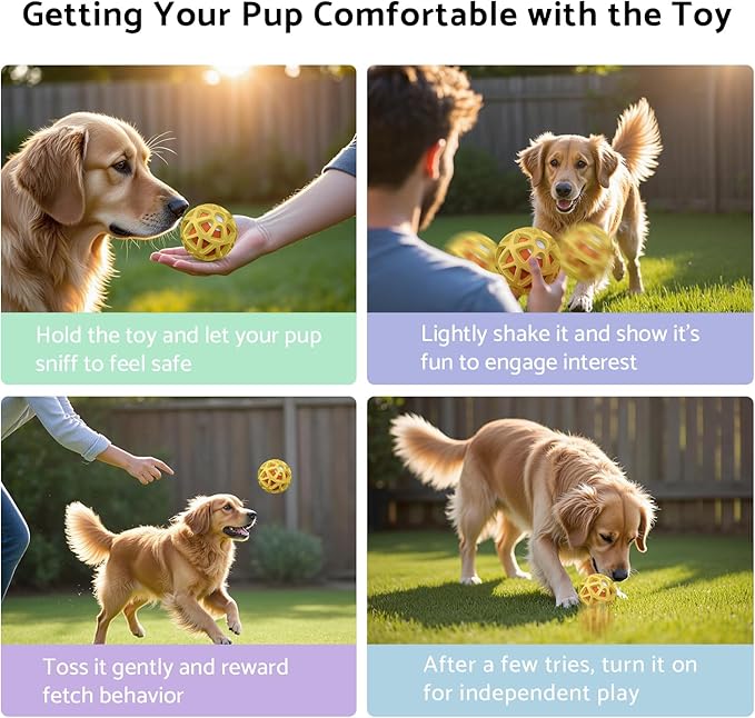 seagi Interactive Dog Toys – Durable Automatic Bouncing & Vibrating Interactive Dog Ball for Smart Play, Motion-Activated Moving Dog Toy for Small/Medium/Large Dogs,USB Rechargeable (Yellow)