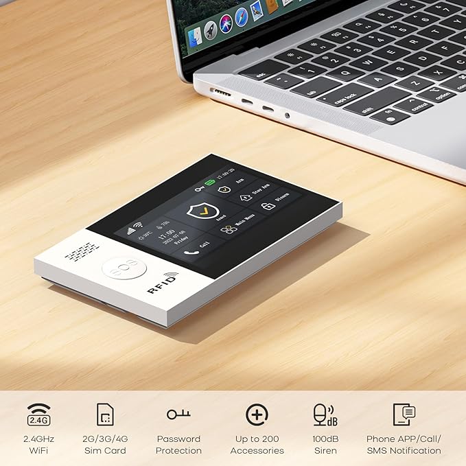 PGST 2025 WiFi Wireless Home Alarm System - 4.3-inch Touch Screen, 10-Minute Installation, 8 Door & Window Sensors + 4 Motion Sensors, APP Remote Control, Compatible with Alexa, No Monthly Fee