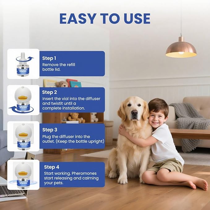 9 Pack Dog Calming Pheromones Diffuser Kit - 3 Plug-ins + 6 Refills (48mL Each) - 180 Day Supply for Anxiety, Aggression, Barking & Stress Relief in Dogs