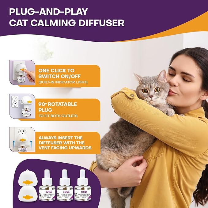 Cat Calming Diffuser 5 Pack Includes 2 Diffusers Machines & 3 Refills Pheromone Plug-In for Cats Reduce Anxiety Aggression Stress Scratching & Spraying Long Lasting Calming Diffuser Kit for All Cats