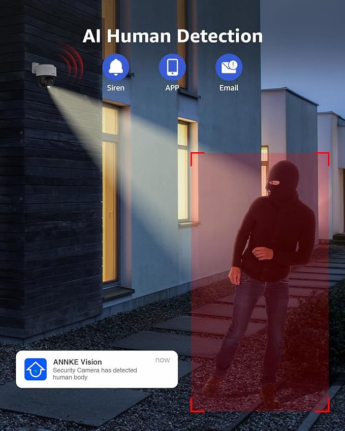 ANNKE CPT500 3K PT PoE Camera, 2-Way-Audio, 345° Pan 80°Tilt IP Security Camera Outdoor, Auto-Tracking Lite, AI Human Detection for Surveillance, Smart Dual Light, 512GB SD Card Slot (Not PTZ)