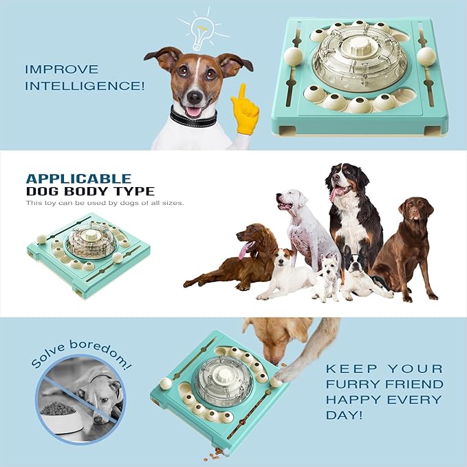 KADTC U.S. Brand & Design -2 Levels of Challenge - Spinning Dog Puzzle Toy for Small/Medium/Large Dogs Puzzles Feeder Treat Slow Dispenser Puppy Food Feeding Enrichment Toys Christmas & New Year Gift