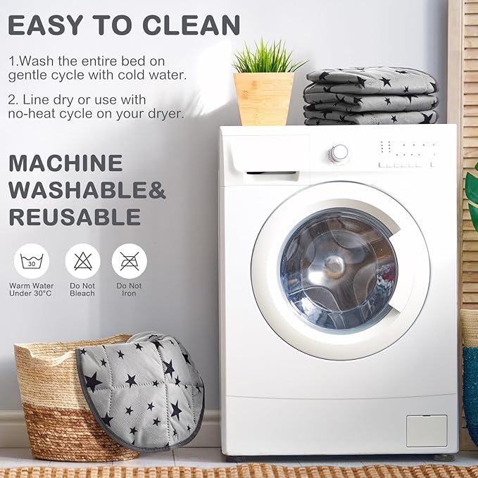 Namalu 4 Pack Self Warming Cat Bed Self Heating Cat Mat Star Pattern Soft Dog Crate Pad Thermal Pet Mat Anti Slip Kennel Dog Washable Warming Bed for Outdoor Indoor(15.7 Inch,Gray)