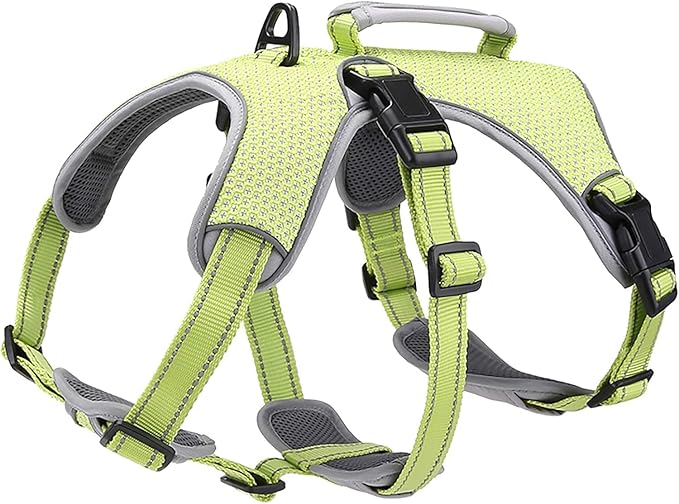BELPRO Multi-Use Support Dog Harness, Escape Proof No Pull Reflective Adjustable Vest with Durable Handle, Dog Walking Harness for Big/Active Dogs (Green, M)