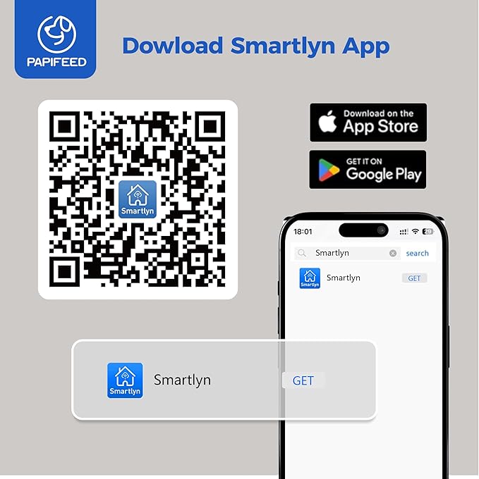 PAPIFEED Automatic Cat Feeder for 2 Cats, 2.4G WiFi Cat Food Dispenser with App Control, 7L Slow Feed Pet Feeder with 2 Stainless Bowls for Cats & Dogs, 12 Portions 10 Meals Daily - White