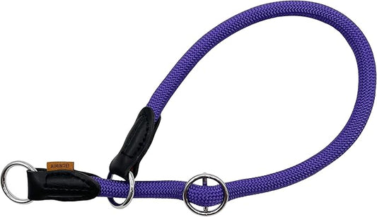 Braided Round Martingale Dog Collar, Training Collar with Slidable Stop Ring - Ideal for Large Dogs (XL(1/2") - 26" Long, Purple)