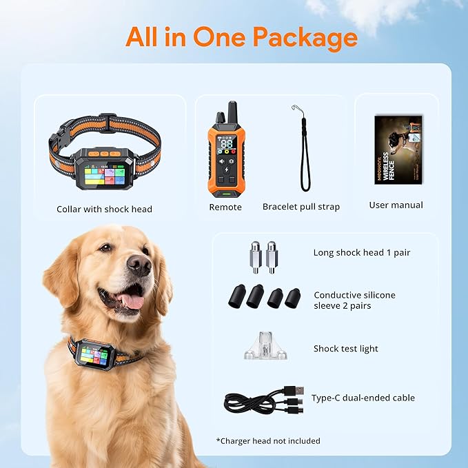 Meowant GPS Wireless Dog Fence System Collar with Training Remote, Free App, Custom GPS Fence(82-7000ft), Beep/Vibration/Correction, Early Alert Band, Waterproof LCD Collar, Dogs 10+Lbs, Outdoor