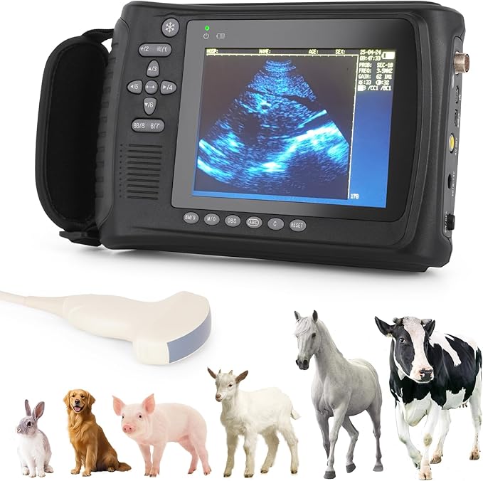 Portable Ultrasound Machine for Pregnancy - with 3.5MHz Convex Probe & 5 Imaging Modes, Pregnancy Digital Ultrasound Machine for Cattle, Horse, Pigs, Sheep, Cats, Dogs, Rabbit, Fish