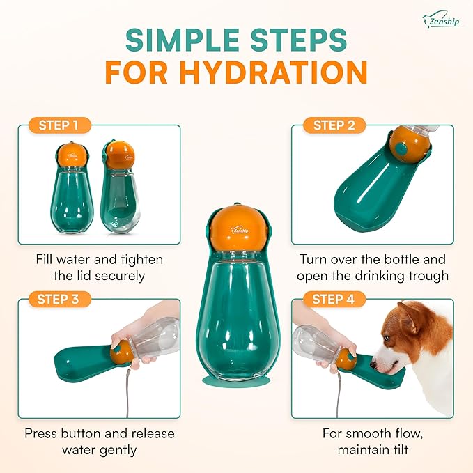 Foldable Dog Water Bottle Dispenser with Portable Bowl