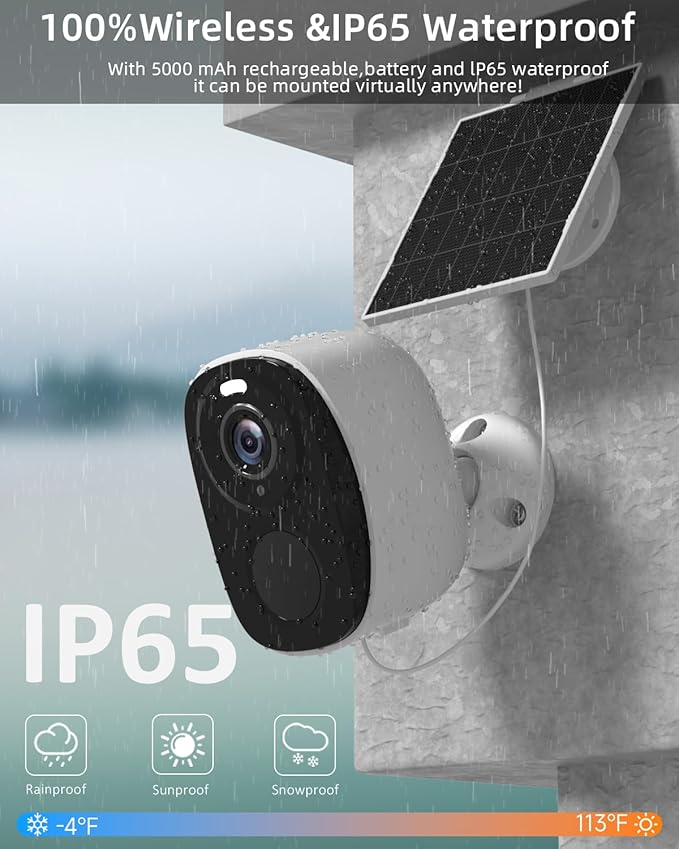 ELECCTV 2.4&5ghz WiFi Solar Security Cameras Wireless Outdoor,2K QHD Home Security System, 4 Cameras Kit with 130° Ultra-Wide View, 2-Way Talk, IP65,Color Night Vision, Spotlight & Siren (4, White)