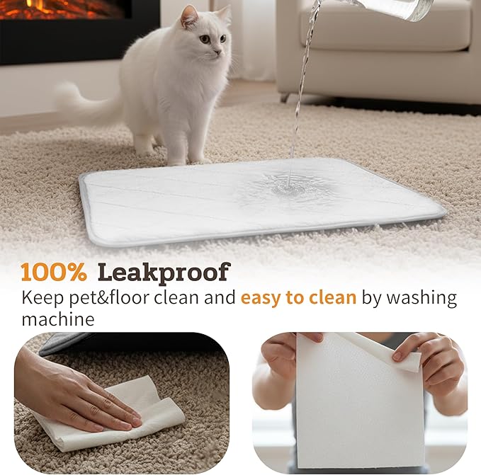 NWK Fluffy Self Warming Cat Mat, Cat Blanket, Thermal Dog Mat, Washable, Non-Slip Bottom for Sofa & Crate & Kennel & Car Seat (Creamy White, Medium (28'' X 19'' X 0.4''))