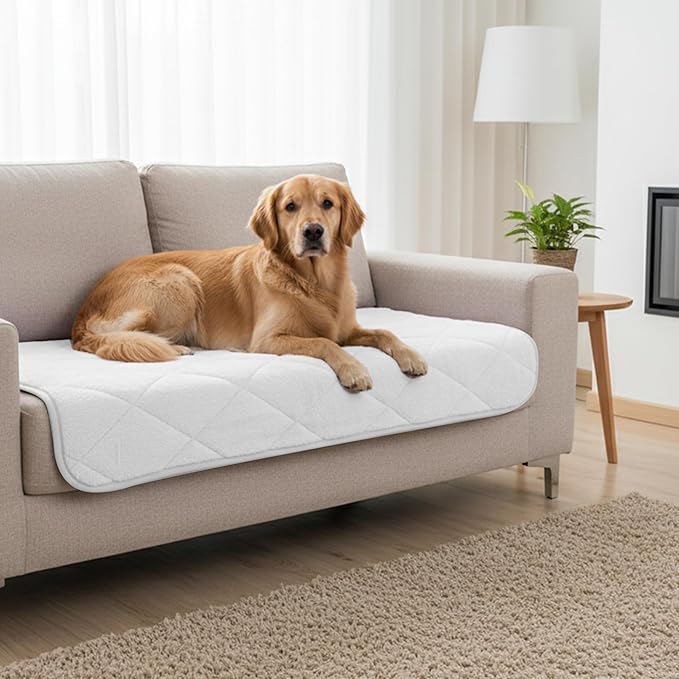 NWK Fluffy Self Warming Cat Mat, Cat Blanket, Thermal Dog Mat, Washable, Non-Slip Bottom for Sofa & Crate & Kennel & Car Seat (Creamy White, X-Large (45'' X 28'' X 0.4''))