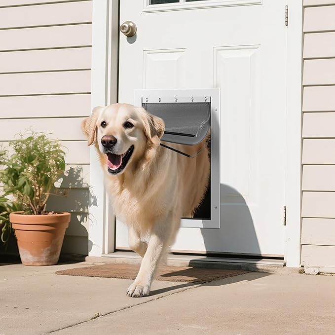 3-Flap Large Dog Door Replacement Insulated Flap with Clamp, Back Plate and Screws, Compatible with Large PetSafe Extreme Weather Aluminum Pet Door, PAC11-11039 10 1/8" X 16 7/8" (Frosted Transparent)