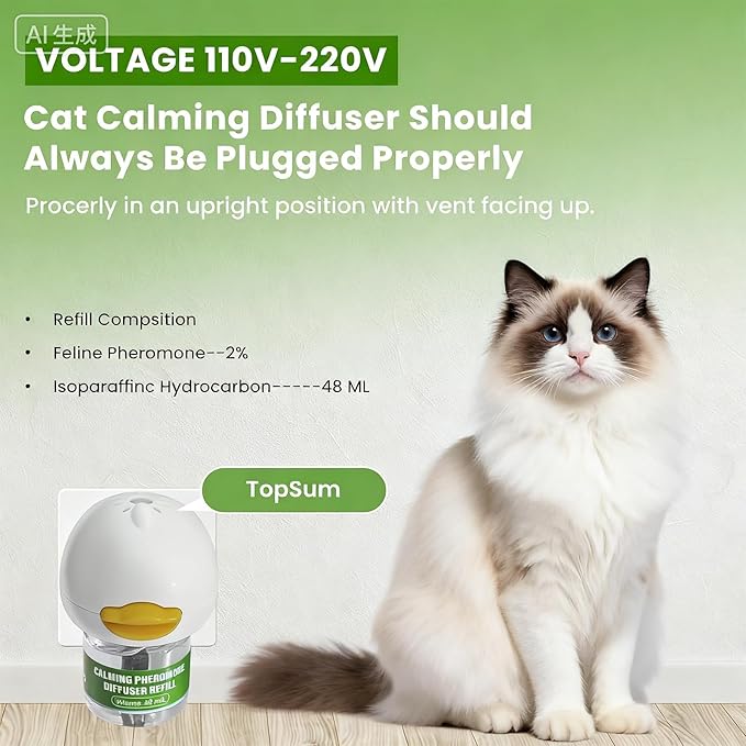 9 Pack Cat Calming Pheromone Diffuser - Cat Calming Diffuser for Multi-Cat Homes - Stops Fighting, Reduces Stress & Anxiety - 180 Day Supply w/ 3 Diffusers & 6 Refills (48ml Each)