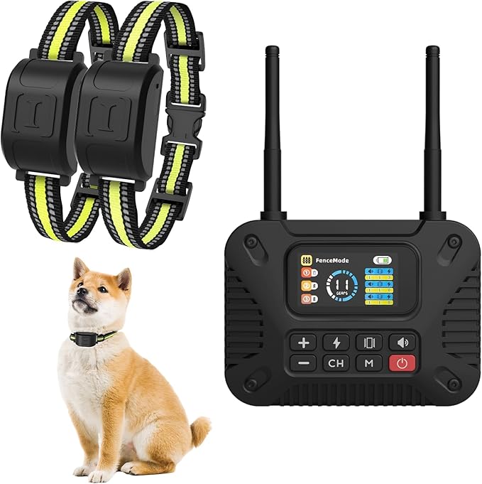 Wireless Dog Fence System with LCD Remote - Adjustable Training Collar & Portable Containment for 10-120lb Dogs, No Wire Needed, 1-Mile Boundary, Waterproof
