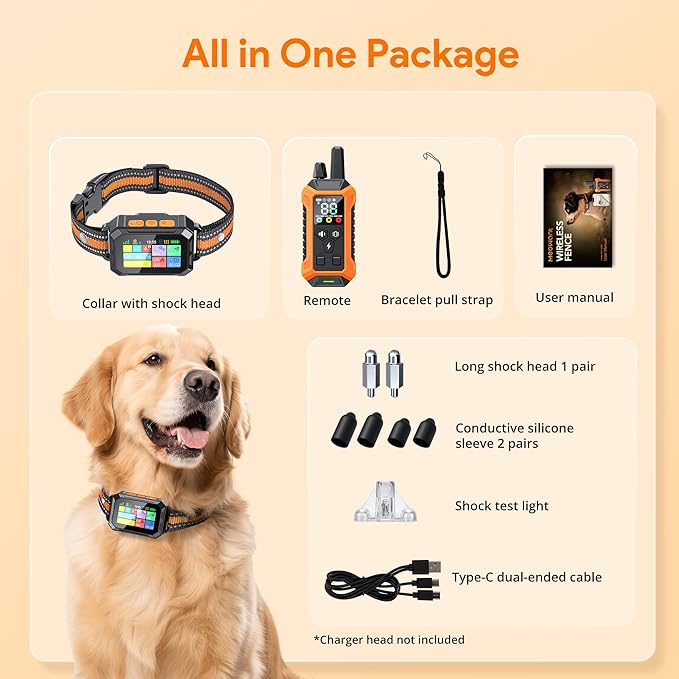 Meowant GPS Wireless Dog Fence &Training Collar with Remote, Free App, 79ft to 7000ft Electric Fence, Waterproof LCD Collar, 3 Training Modes, for Dogs Over 10Lbs, Outdoors