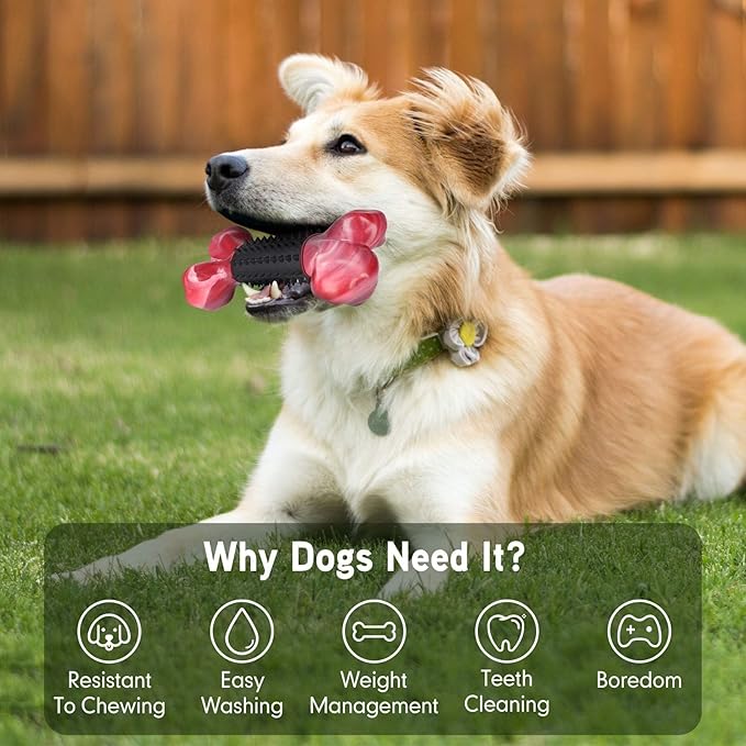 Apasiri Dog Toys for Aggressive Chewers with Bacon Flavor: 8" Indestructible Chew Bones for Large Breeds, Tough Nylon & Rubber Dog Toys Keep Them Busy, Interactive Play - 2-Pack